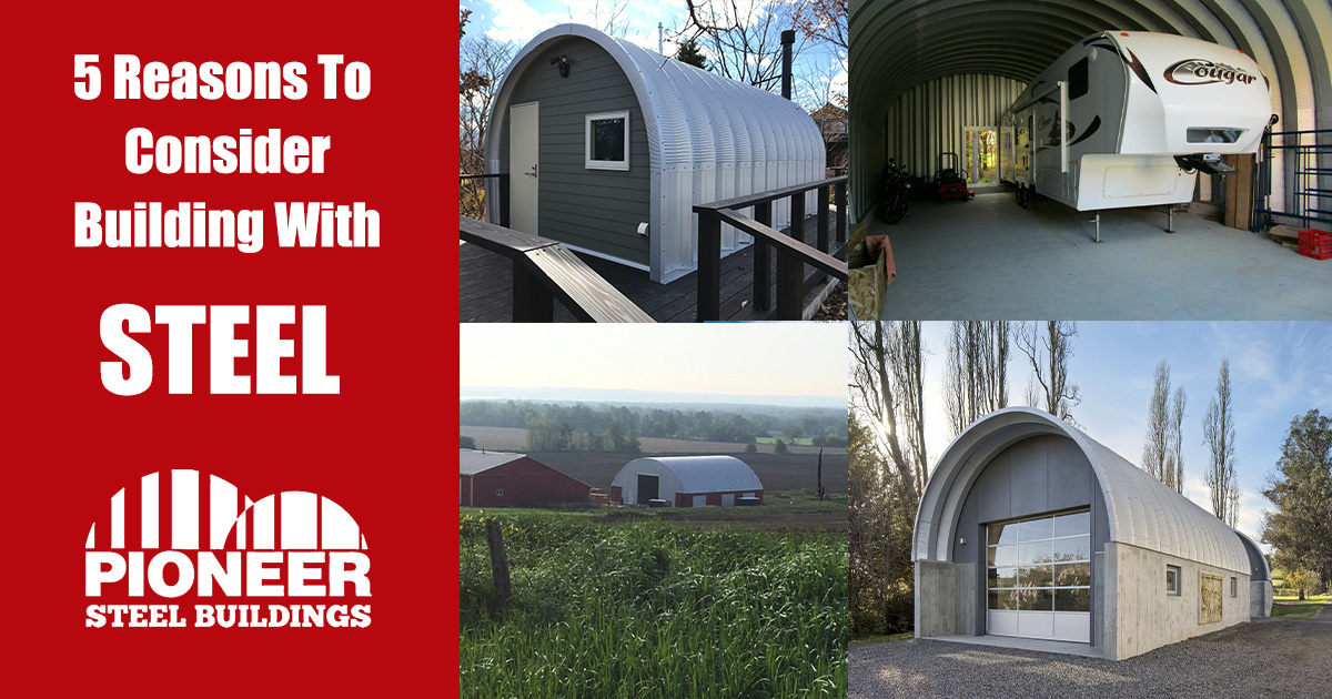 Four custom steel buildings